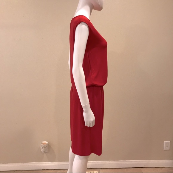 Talbots Petites Red Pullover Dress Size Small Cap Sleeve Elastic Waist Easy Care - Picture 5 of 8